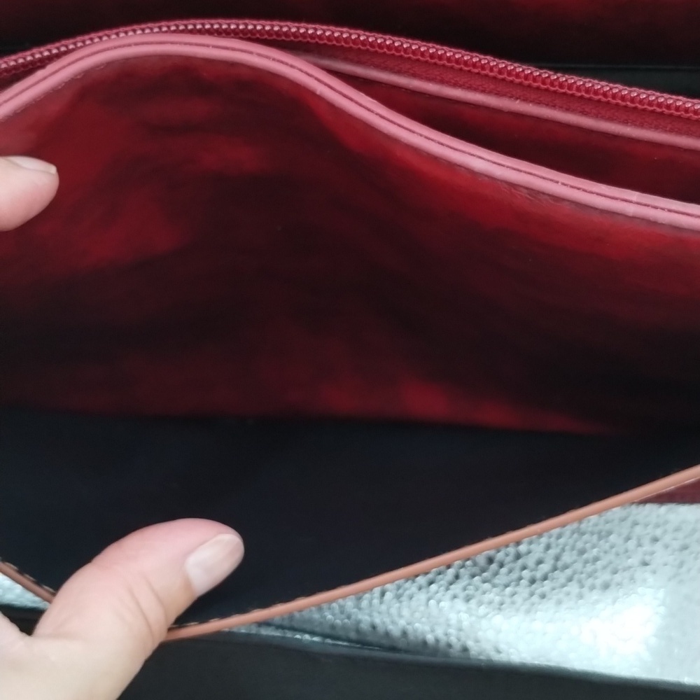 ECOSUSI faux leather red and tan satchel with removable crossbody strap - Picture 12 of 14